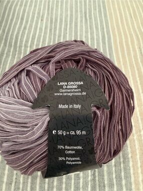 Lilac Ribbon Yarn - Soft Purple Cotton-Polyamide Blend